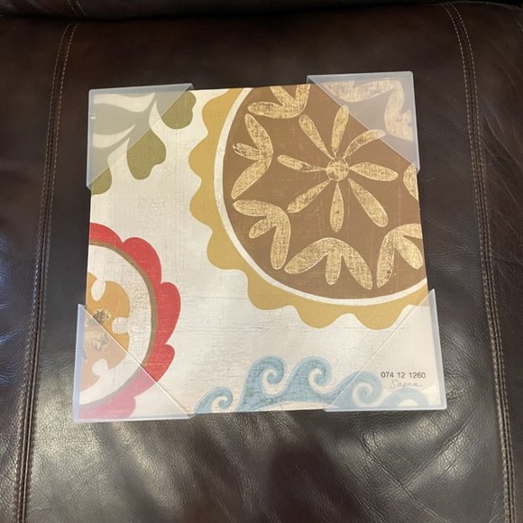 NEW Canvas Print 2 Piece Set Wall Art Decor 12"x12" each Cream Brown Orange Blue - Picture 3 of 4